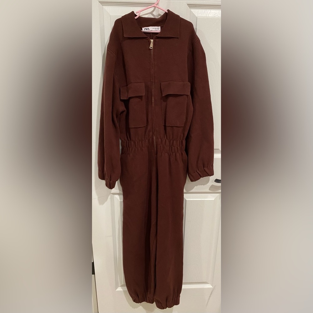 ZARA Brown Knit Jumpsuit Size Small
